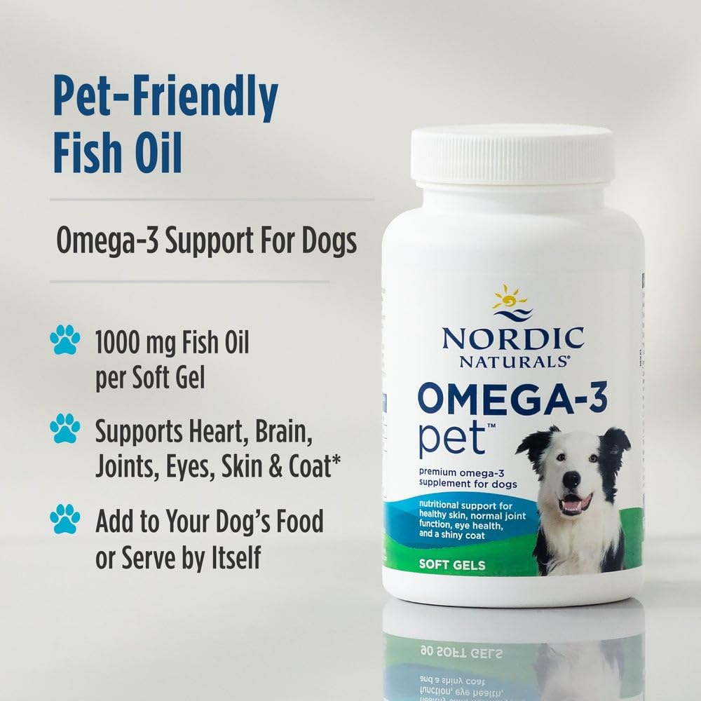 Nordic Naturals Omega-3 Pet, Unflavored - 180 Soft Gels - 320 mg Omega-3 Per Soft Gel - Fish Oil for Dogs with EPA & DHA - Promotes Heart, Skin, Coat, & Immune Health Nordic NaturalsAu supplements