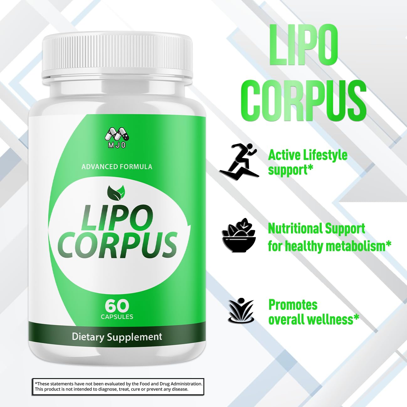 Lipo Corpus Capsules, Official LipoCorpus Supplement Pills Will All Natural Ingredients, Advanced Formula Lipo Corpus Active Lifestyle Supporting Health and Wellness for Women and Men (60 Capsules) MJOAu supplements