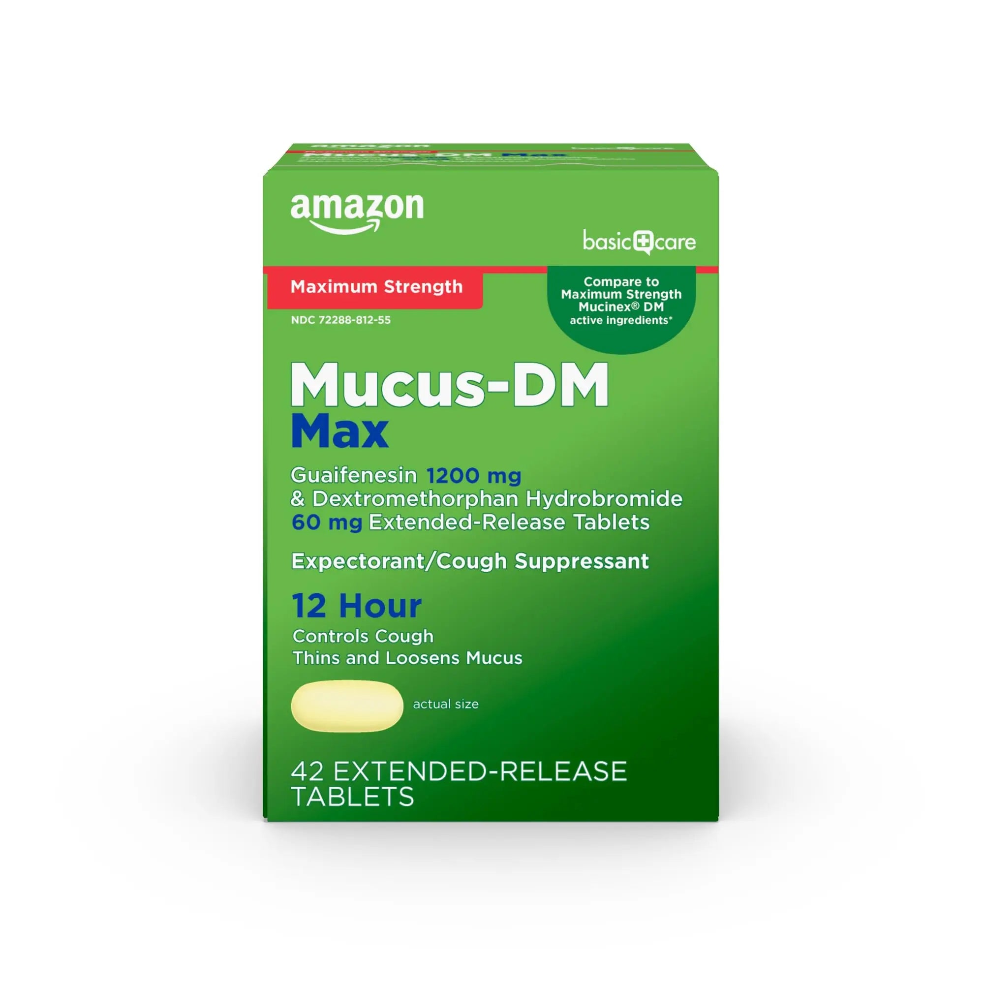 Amazon Basic Care Maximum Strength Mucus DM, Expectorant and Cough Suppressant Extended-Release Tablets, 42 Count Amazon Basic CareAu supplements