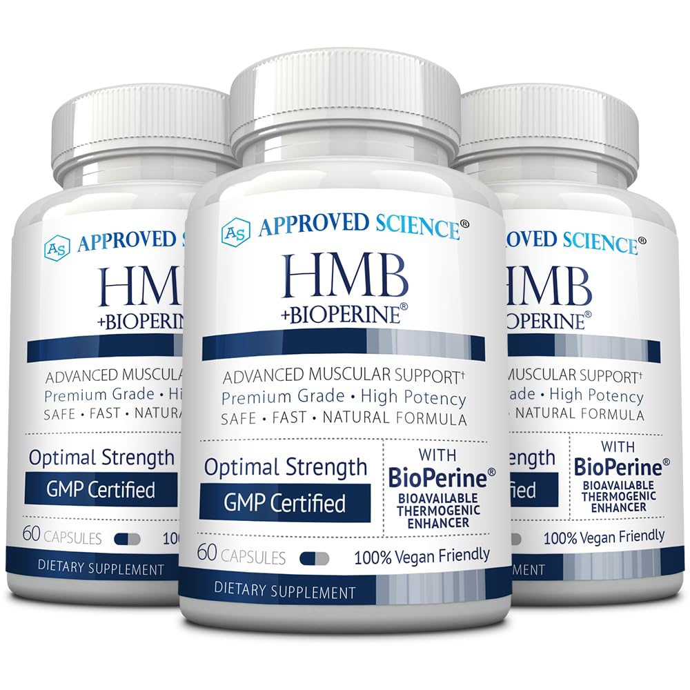 Approved Science HMB - 1500mg High Potency HMB Supplement with Calcium & BioPerine for Absorption - Muscle Health & Exercise Performance - 60 Vegan Capsules - Pack of 3 Approved ScienceAu supplements
