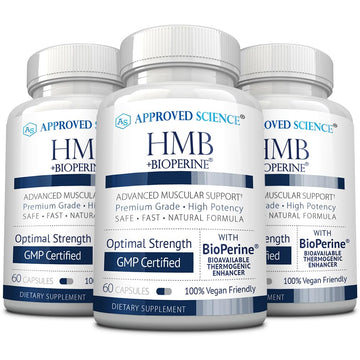 Approved Science HMB - 1500mg High Potency HMB Supplement with Calcium & BioPerine for Absorption - Muscle Health & Exercise Performance - 60 Vegan Capsules - Pack of 3 Approved ScienceAu supplements