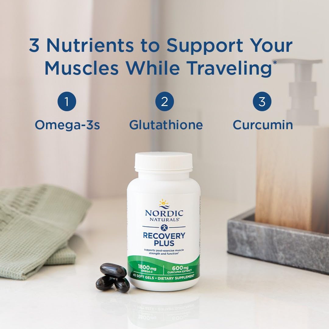 Nordic Naturals Recovery Plus, Unflavored - 45 Soft Gels - 1800 mg Omega-3 Fish Oil - 600 mg Longvida Optimized Curcumin - Cellular Health & Recovery - Post-Exercise Muscle Support - 15 Servings Nordic NaturalsAu supplements