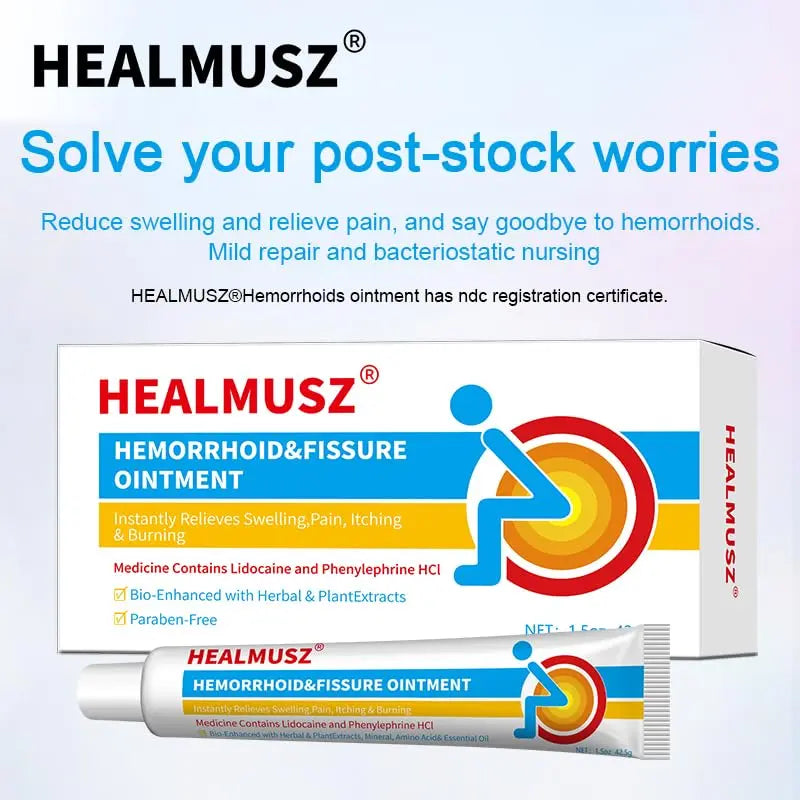 HEALMUSZ Hemorrhoid & Fissure Ointment,with 4% Lidocaine and Phenylephrine HCl,Fast Relief for Pain, Swelling, Discomfort & Itching | 1.5 oz HEALMUSZAu supplements