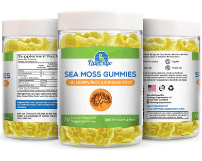 Sea Moss Gummies Plus Organic Bladderwrack and Burdock Root. Tasty Alternative to Sea Flamingo SupplementsUS supplements