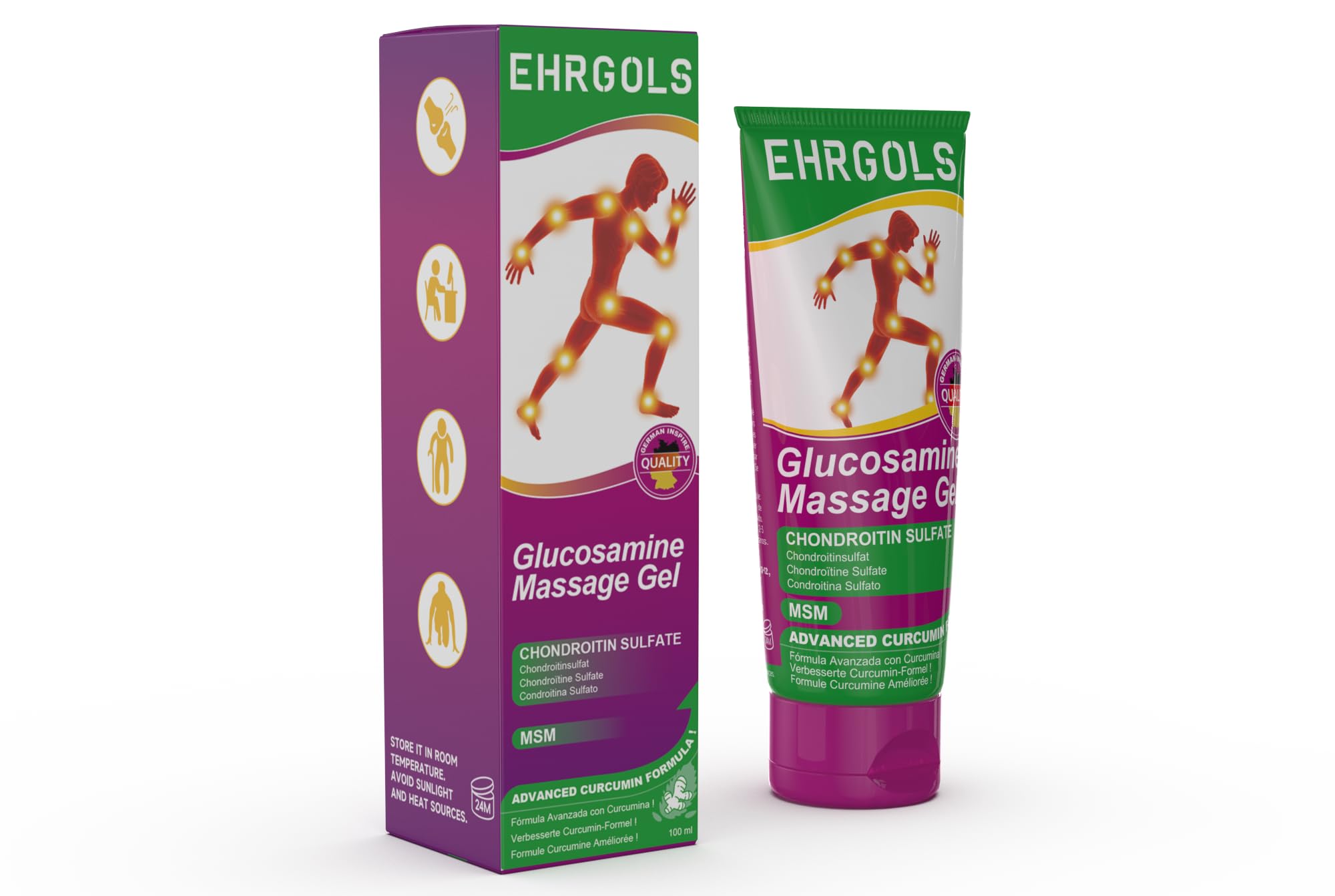 Ehrgols Advanced Joint Massage Gel with Glucosamine & Turmeric | Intensive Care Rub for Knees, Back, Shoulders & Hands | Non-Greasy | Deep Penetrating | 3.4 Fl Oz EhrgolsAu supplements