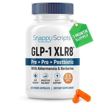 GLP-1 XLR8 Supplement for Weight Loss, Digestion, Constipation, Bloating Relief with Akkermansia 2.6 Billion AFU Live Prebiotic Probiotic Postbiotic Gut Health + Berberine for Women Men 60 Capsules Snappy ScriptsAu supplements