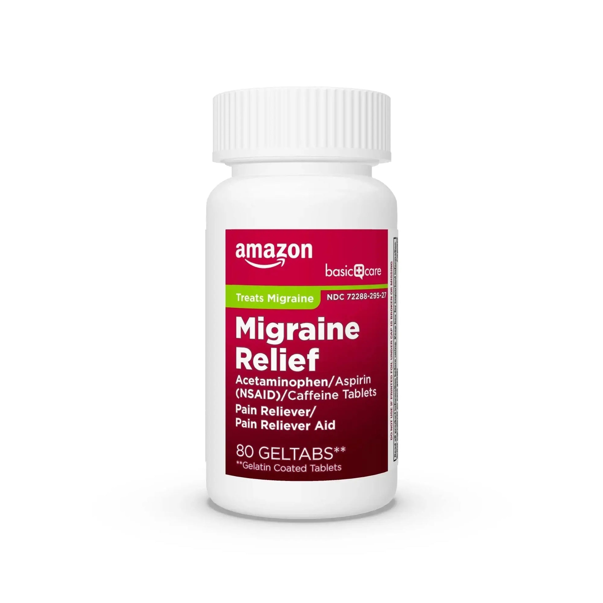 Amazon Basic Care Migraine Relief Geltabs, Pain Reliever, Acetaminophen 250 mg, Aspirin 250 mg (NSAID) and Caffeine 65 mg, Headache Relief, 80 Count Amazon Basic CareAu supplements