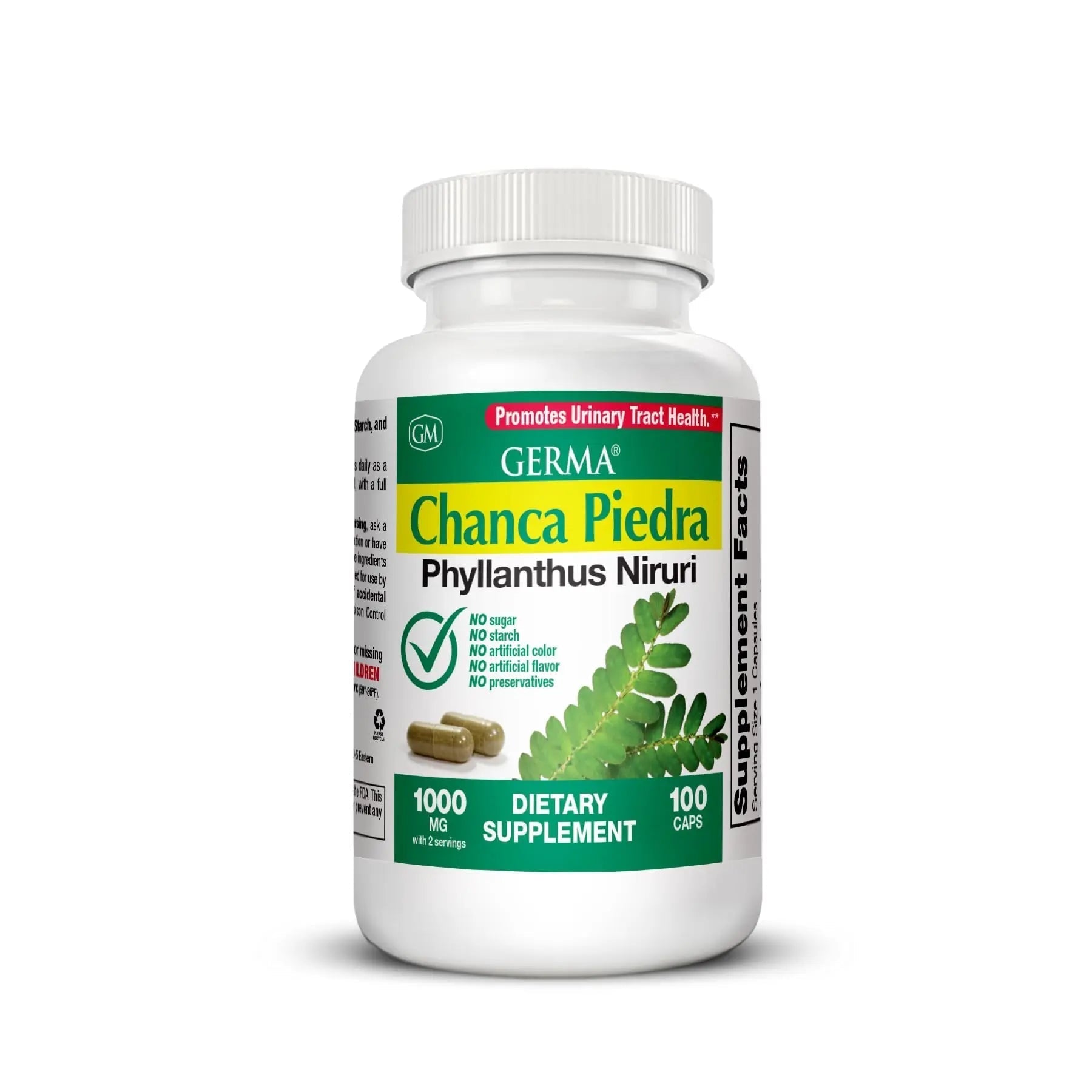 Germa Chanca Piedra Supplement – 500mg Phyllanthus Niruri – Traditional Stone Breaker Herb for Urinary & Kidney Support – Rainforest Botanical – 100% Natural Vegan Capsules, 100 Count GermaAu supplements