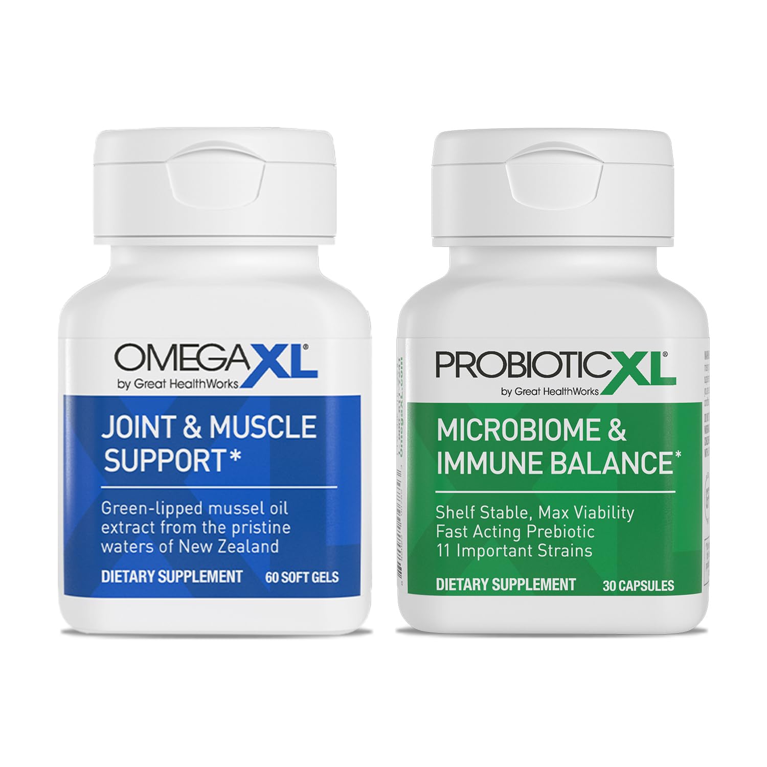 OmegaXL Powerful Joint and Muscle Support Supplement (60 Count) & Probiotic XL - PreforPro, DE111, Shelf Stable - Promote Healthy Gut Flora Growth (30 Veggie caps) OmegaXLAu supplements