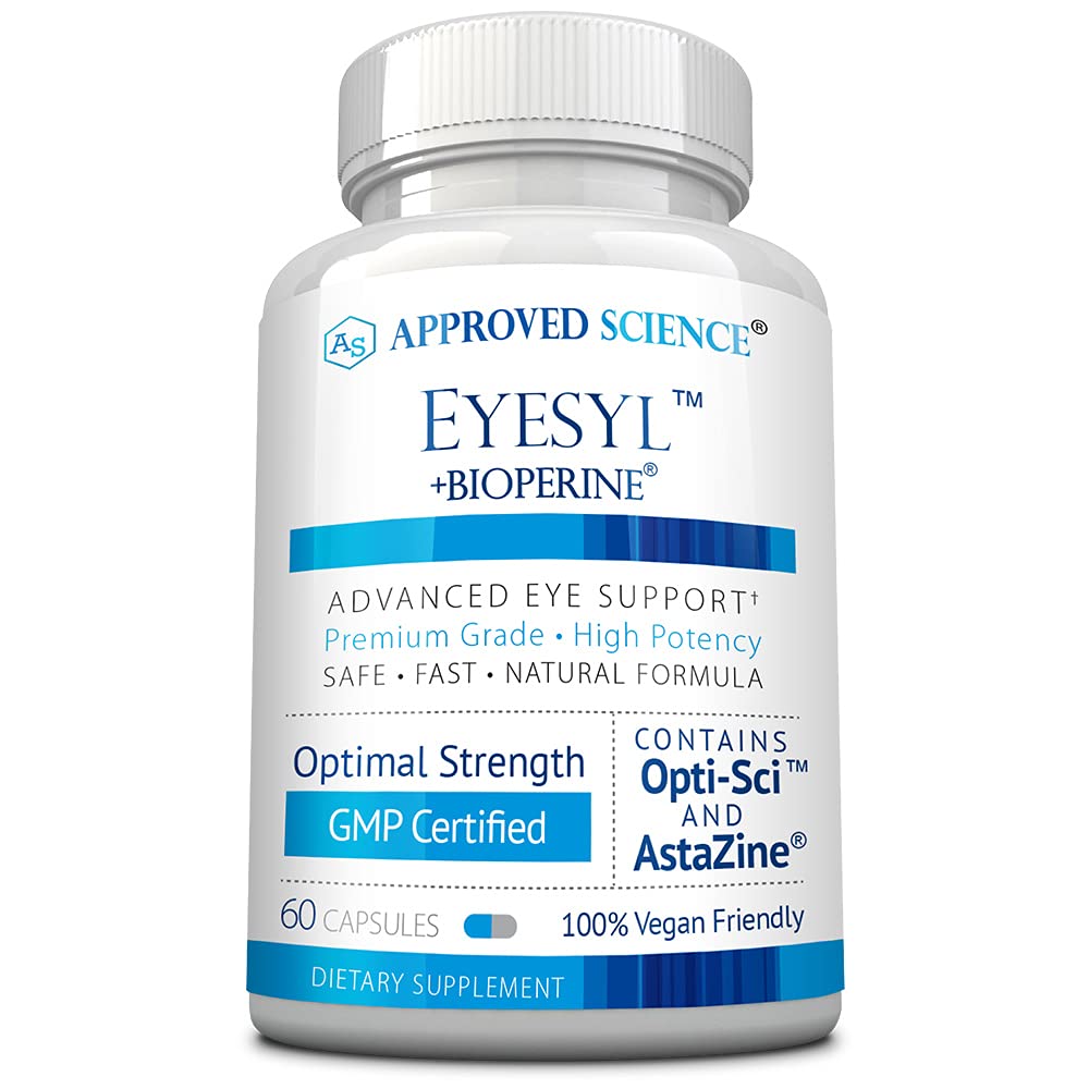 Approved Science EyeSyl - Eye Support Supplement - Chromium Picolinate, Taurine, Lutein, Zeaxanthin, Bilberry, BioPerine - 1 Month Supply - 60 Capsules - Made in The USA Approved ScienceAu supplements