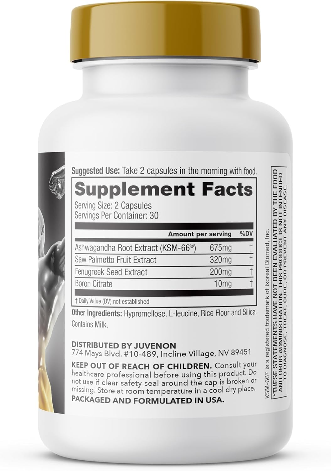 Juvenon Alpha Gold Male Testosterone Booster for Men - T-Support & Male Vitality with KSM-66 Ashwagandha + Fenugreek + Boron Citrate + Saw Palmetto, Non-GMO Vegetarian Capsules JuvenonAu supplements