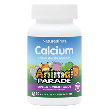 NaturesPlus Animal Parade Sugar-Free Children's Calcium, Vanilla Sundae Flavor - 90 Chewable Animal Shaped Tablets, Pack of 2 - Magnesium for Bone Health - Gluten Free - 90 Servings NaturesPlusAu supplements