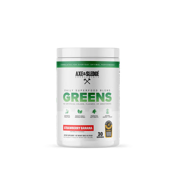 Axe & Sledge Super Greens and Reds Powder – Greens Drink with Superfoods, Probiotics & Digestive Enzymes for Energy, Gut Health & Bloating | Strawberry Banana Axe & SledgeAu supplements