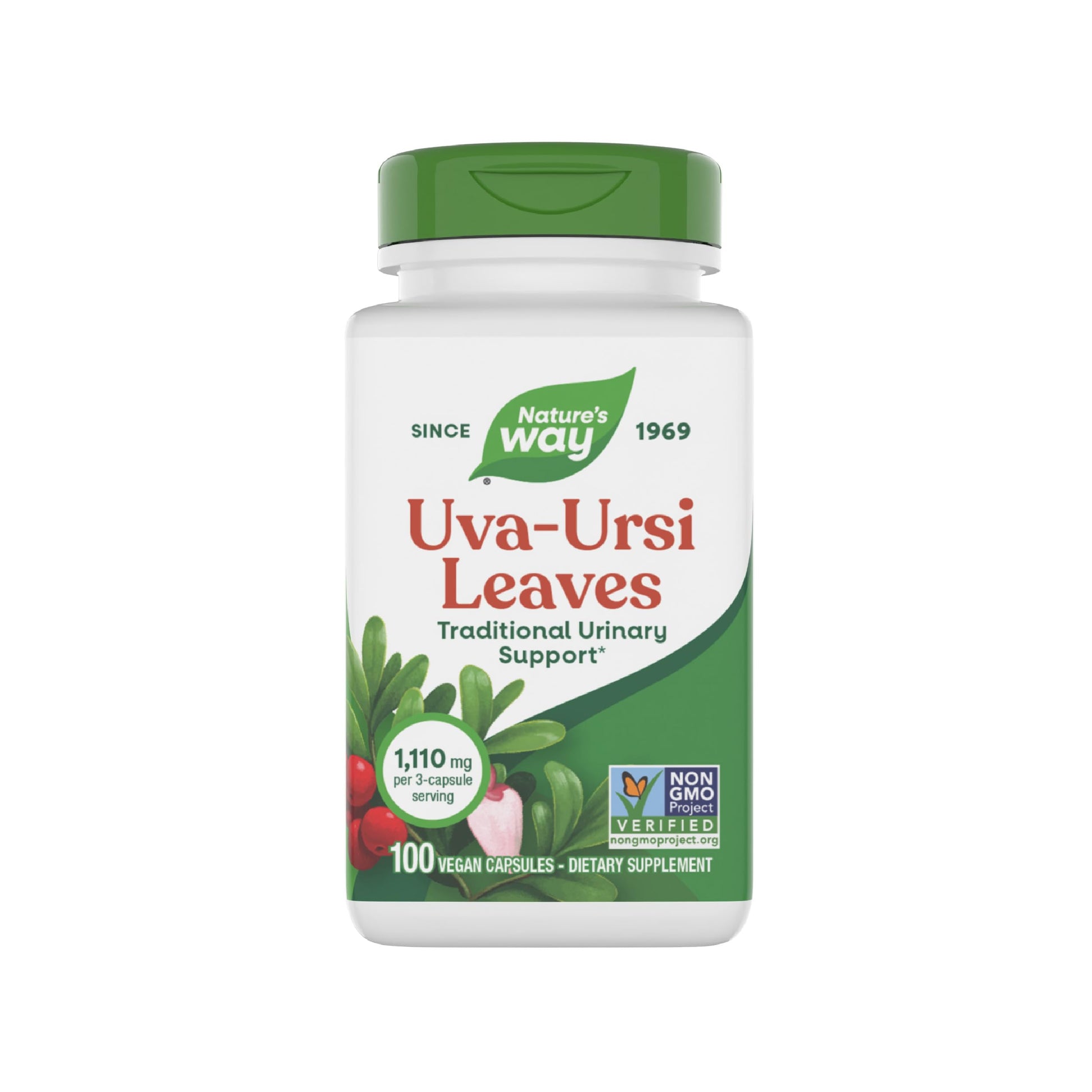 Nature's Way Uva Ursi Leaves, Traditional Urinary Support*, 1,110 mg per 3-Capsule Serving, Non-GMO Project Verified, Herbal Dietary Supplement, Gluten Free, 100 Vegan Capsules (Packaging May Vary) Nature's WayAu supplements