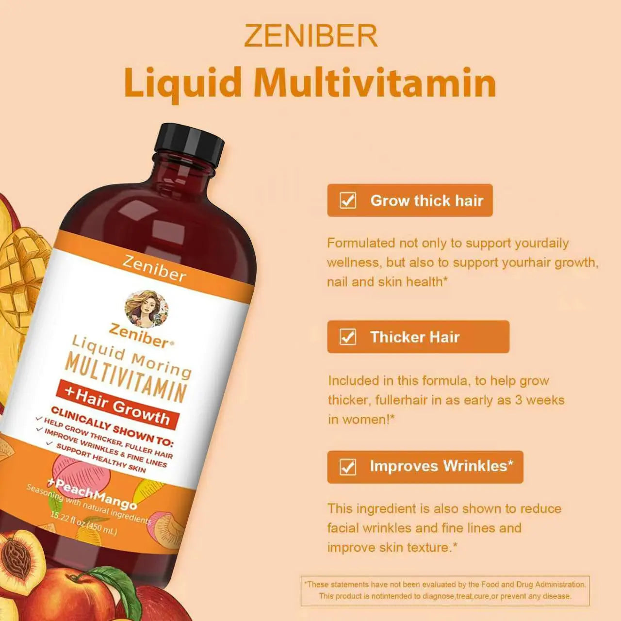 Zeniber MaayRuth Multivitamins Hair Growth| Liquid Multivitamin for Hair Growth | Biotin 10000mcg | Hair & Skin Support Supplement | ZeniberAu supplements