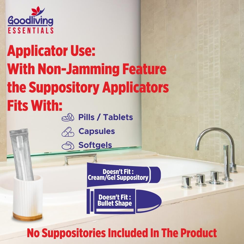 Suppository Applicators Mega Pack 30 Count Hygienic Inserter | Fits Suppositories Without Getting Stuck Inside With Our Innovative Pusher | Soft Tip, Smooth & Pain-Free Suppository Insertion Tool Goodliving EssentialsUS supplements