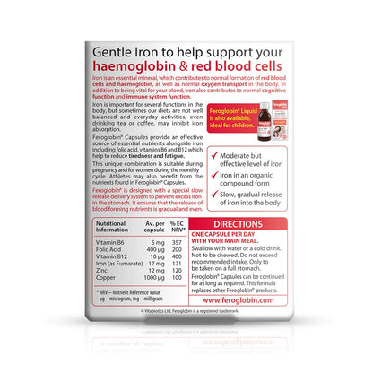 Feroglobin Iron Capsule Helps to reduce tiredness and fatigue FeroglobinUS supplements