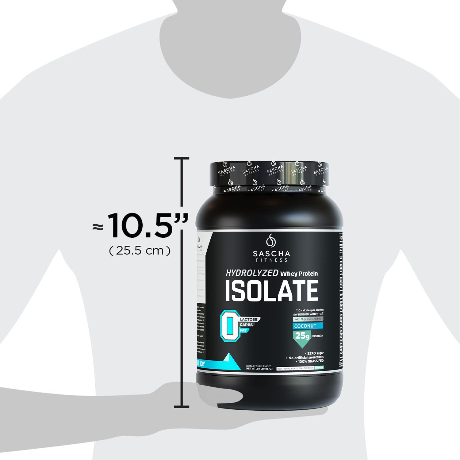 SASCHA FITNESS Hydrolyzed Whey Protein Isolate,100% Grass-Fed (2 Pounds, Coconut) SASCHA FITNESSUS supplements