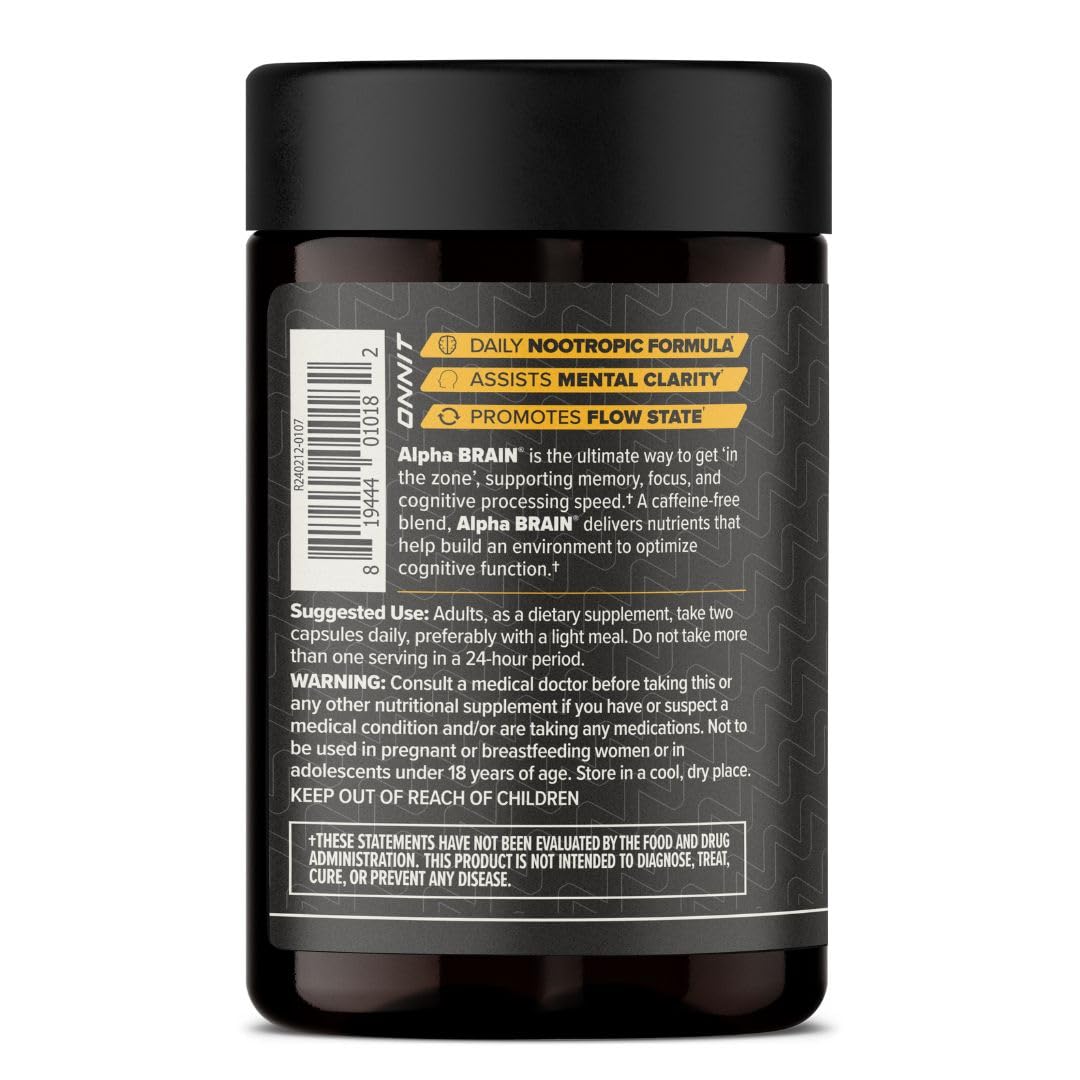 ONNIT Alpha Brain Nootropic Capsules for Men & Women, IGEN Non-GMO Tested Memory, Focus & Mental Clarity, with L-Theanine and Vitamin B6, 90 Count Each, Pack of 4 (360 Capsules) ONNITAu supplements
