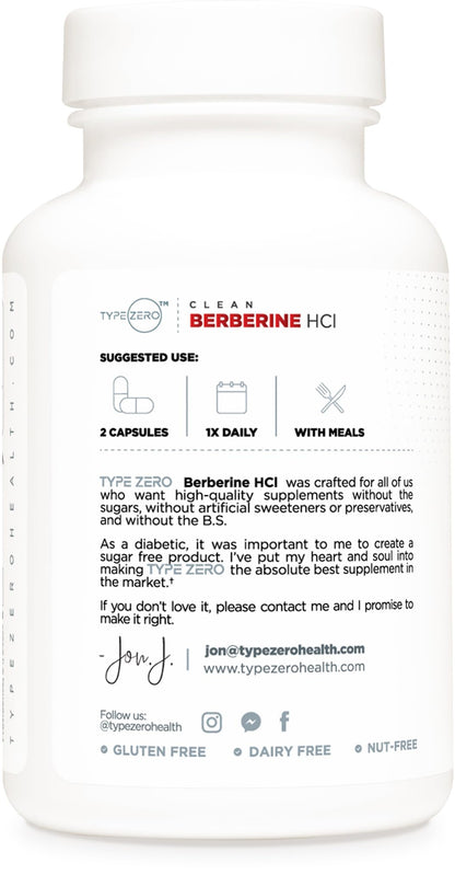 Type Zero Berberine HCL 1200mg 60 Capsules - Clean, Non-GMO, Gluten Free Supplement Type ZeroUS supplements