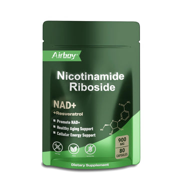 Airboy NAD Supplement with Nicotinamide Riboside Resveratrol & Quercetin 900 mg, NMNH Alternative for Men and Women Support Anti-Aging, Energy, Focus - 80 Capsules AirboyAu supplements