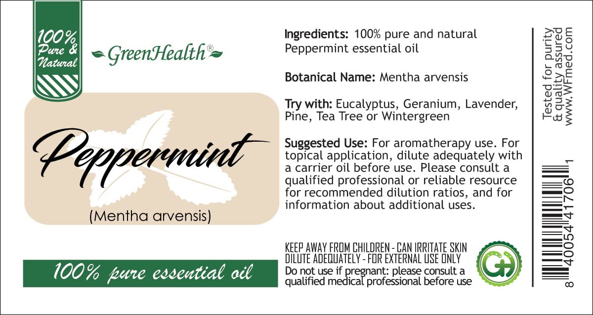 Peppermint Essential Oil - 4 fl oz - 100% Pure Essential Oil - GreenHealth GreenHealthAu supplements