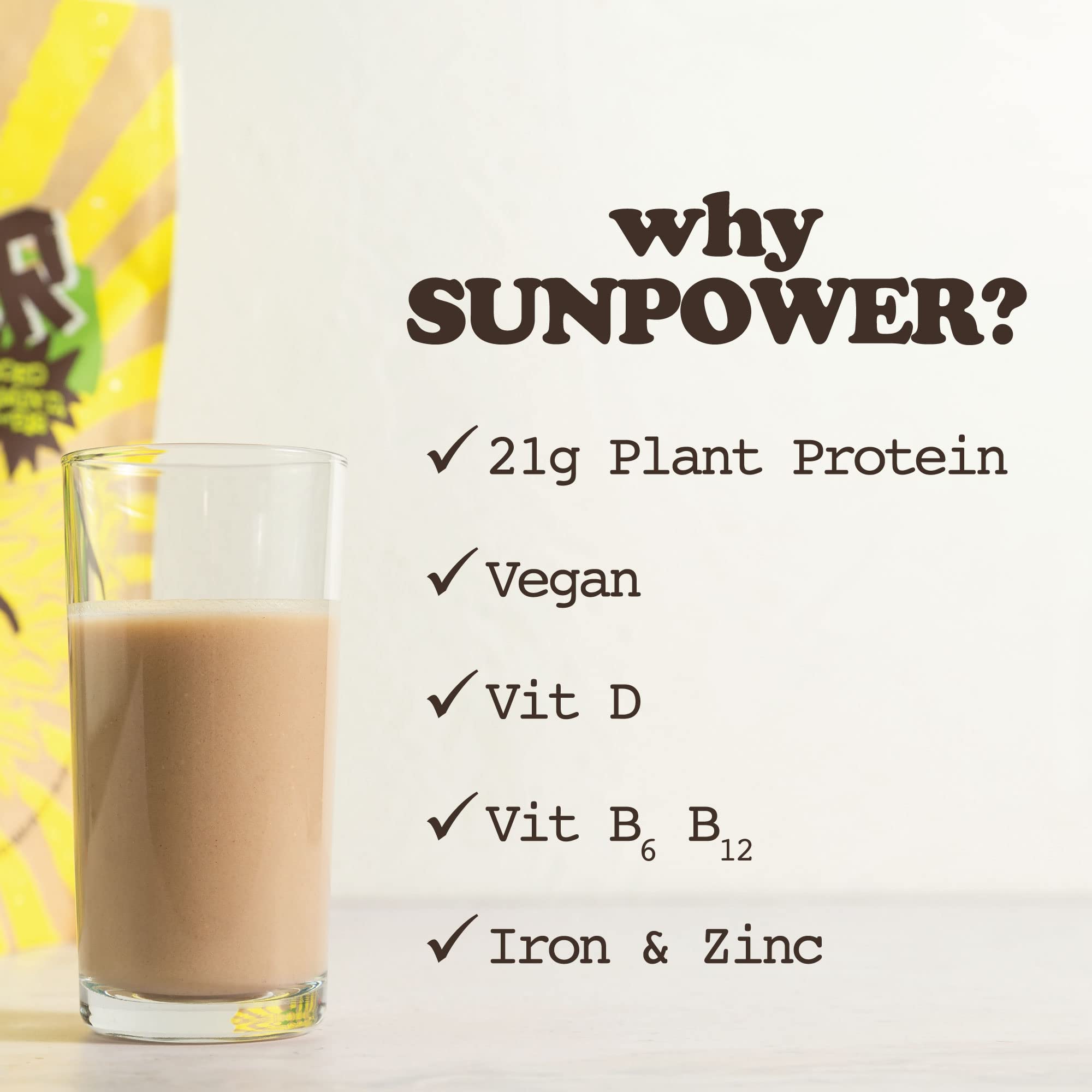 SunPower Vegan Protein Powder - 21g Plant Protein per Serving - Pea, Sunflower SunPowerAu supplements