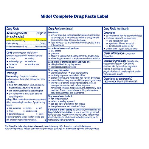 Midol Complete, Menstrual Period Symptoms Relief Including Premenstrual Cramps MidolAu supplements