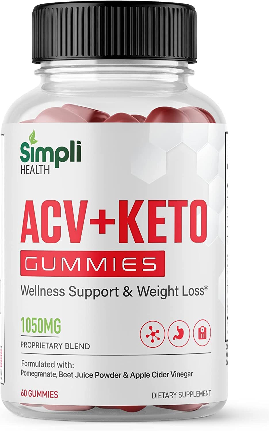 Nutrocell Simpli Health ACV Ketos Gummies Keto Apple Cider Vinegar 1050mg, Simplihealth NutrocellUS supplements