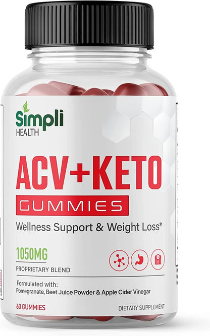 Nutrocell Simpli Health ACV Ketos Gummies Keto Apple Cider Vinegar 1050mg, Simplihealth NutrocellUS supplements
