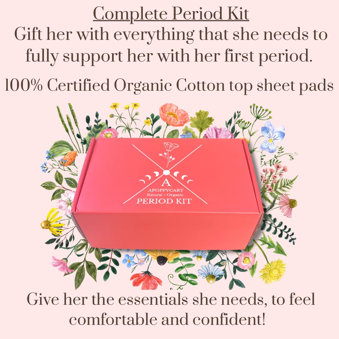 Organic 77 PC Period Kit Moon Box for Teens and Tweens - Organic Cotton Top Sheet Feminine Pads APOPPYCARYAu supplements