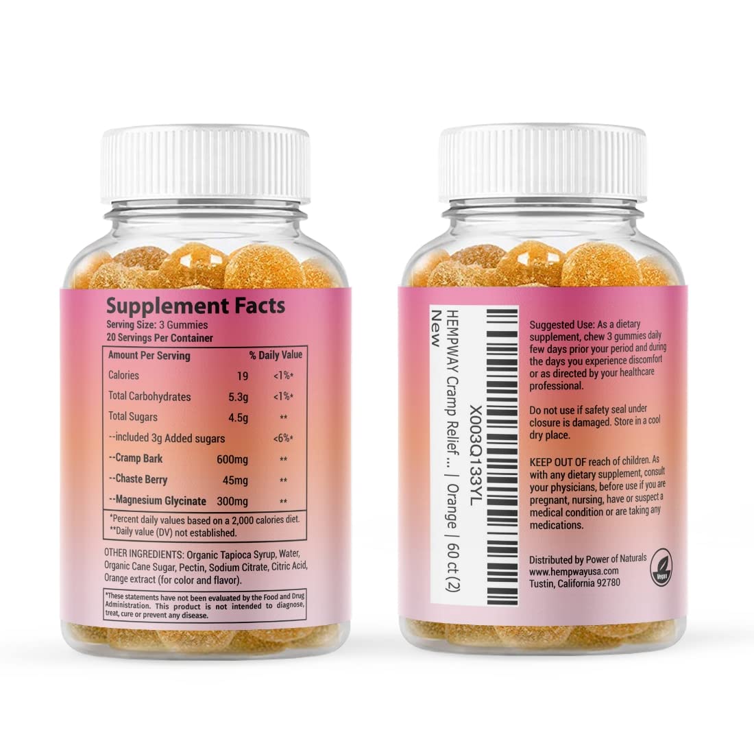 HEMPWAY Menstrual Gummies for Women May Help Support Bloating, Period Relief | Plant-Based | Cramp Bark, Magnesium, Chaste Berry | Vegan | Orange 60ct HEMPWAYAu supplements