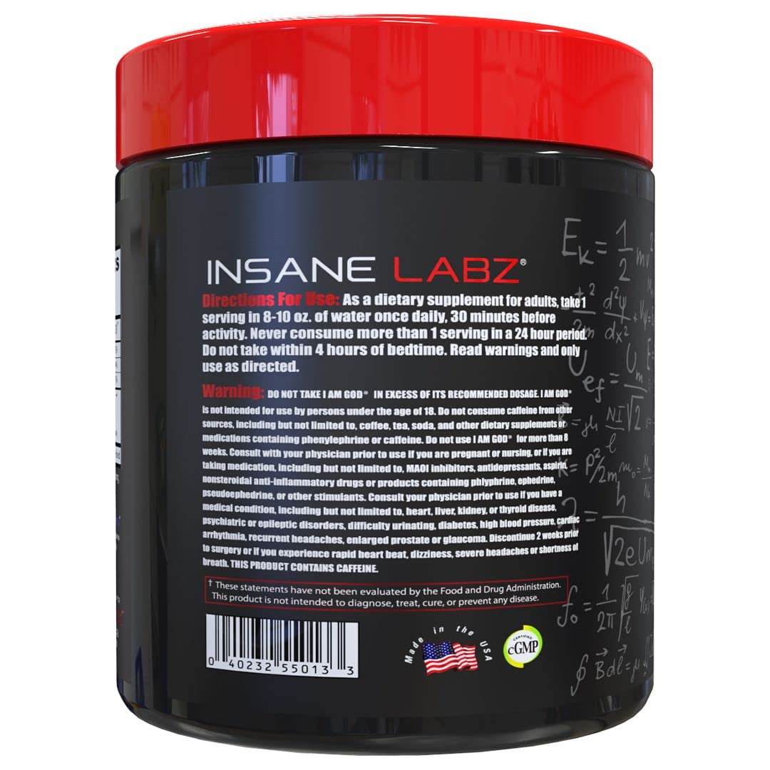 Insane Labz I am God Pre Workout, High Stim Pre Workout Powder Loaded with Creatine Insane LabzUS supplements