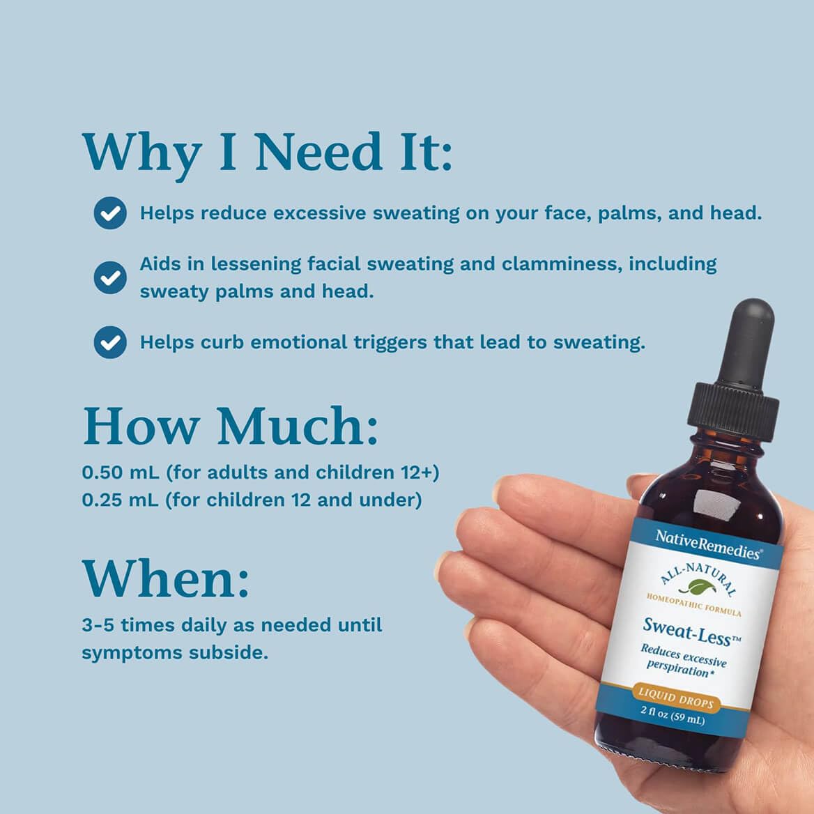Native Remedies Sweat-Less - Natural Homeopathic Formula for Excessive Sweating, Perspiration and Clamminess - 59 mL Native RemediesAu supplements