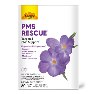 Country Life PMS Rescue – PMS Support Supplement for Women, Menstrual Cycle Support, Helps Support Mood, Bloating & Cramps, Herbal & Nutrient Blend, Vegan Capsules, 60 Count Country LifeAu supplements