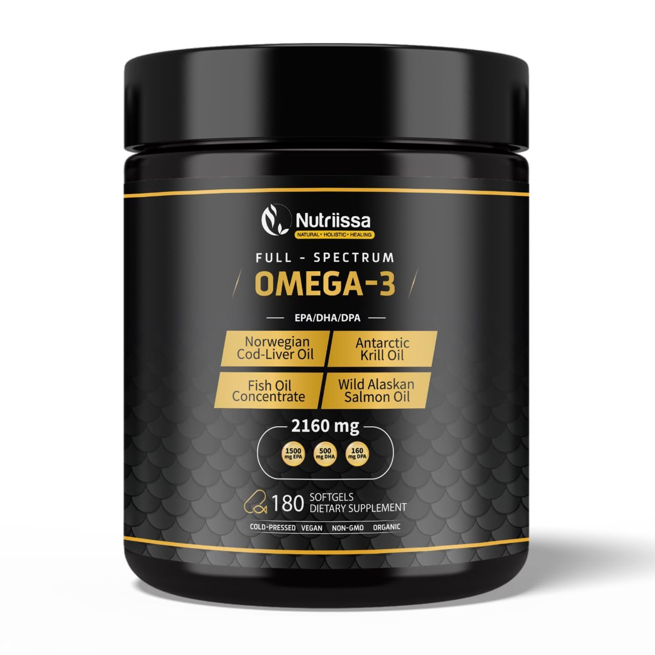 Nutriissa Omega 3 - Full Spectrum - 180 Count - High Concentrate Formula Fish Oil, Krill Oil NutriissaUS supplements