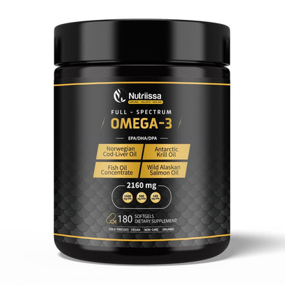 Nutriissa Omega 3 - Full Spectrum - 180 Count - High Concentrate Formula Fish Oil, Krill Oil NutriissaUS supplements