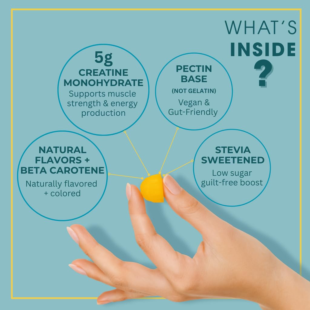 Consult Health CREOVATE CREATINE MONOHYDRATE Gummies 5g Dose for Men & Women to Support Muscle, Strength, Recovery, Cognitive Health & Memory, Zero Sugar, Gluten Free, Natural Lemon, 90 Count Consult HealthAu supplements