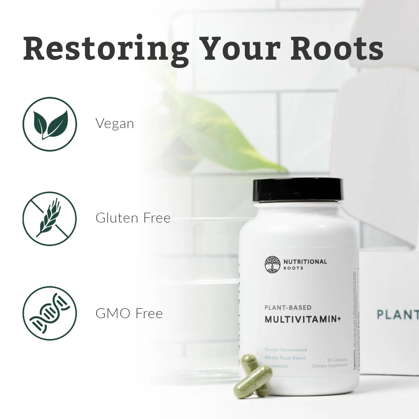 Nutritional Roots Multivitamin+, Award-Winning Plant-Based (Vegan) Multivitamin, Organic Vegetables & Herbs Nutritional RootsAu supplements