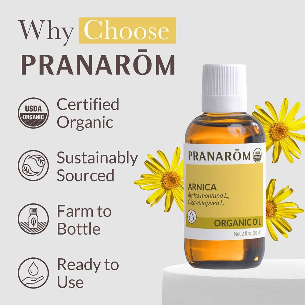 Pranarom - USDA Certified Organic French Arnica Virgin Plant Oil - 2 fl oz Glass Bottle - Massage Oil for Body PranaromAu supplements