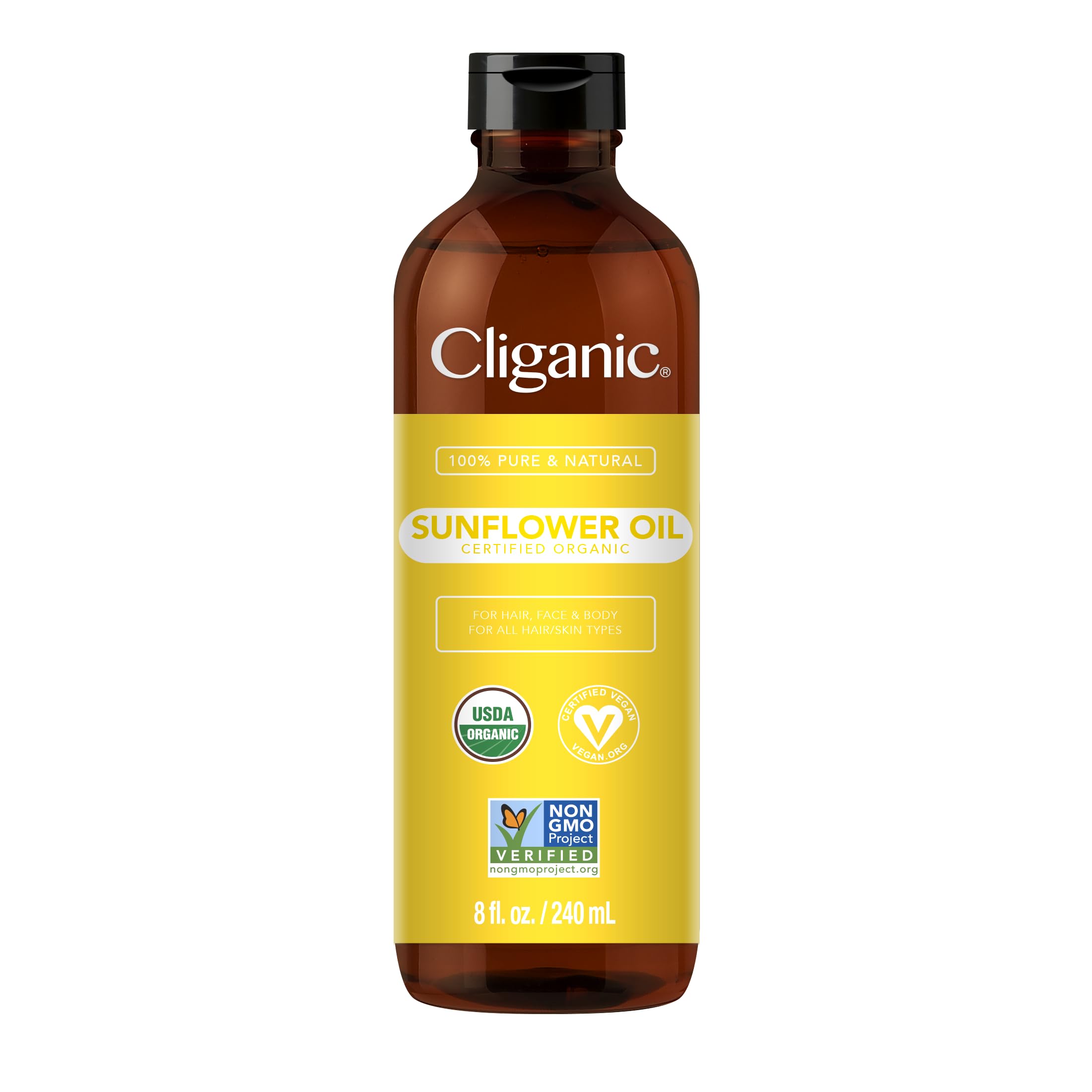 Cliganic Organic Sunflower Oil, 100% Pure (8oz) - For Skin, Hair & Face | Natural Cold Pressed Unrefined CliganicAu supplements