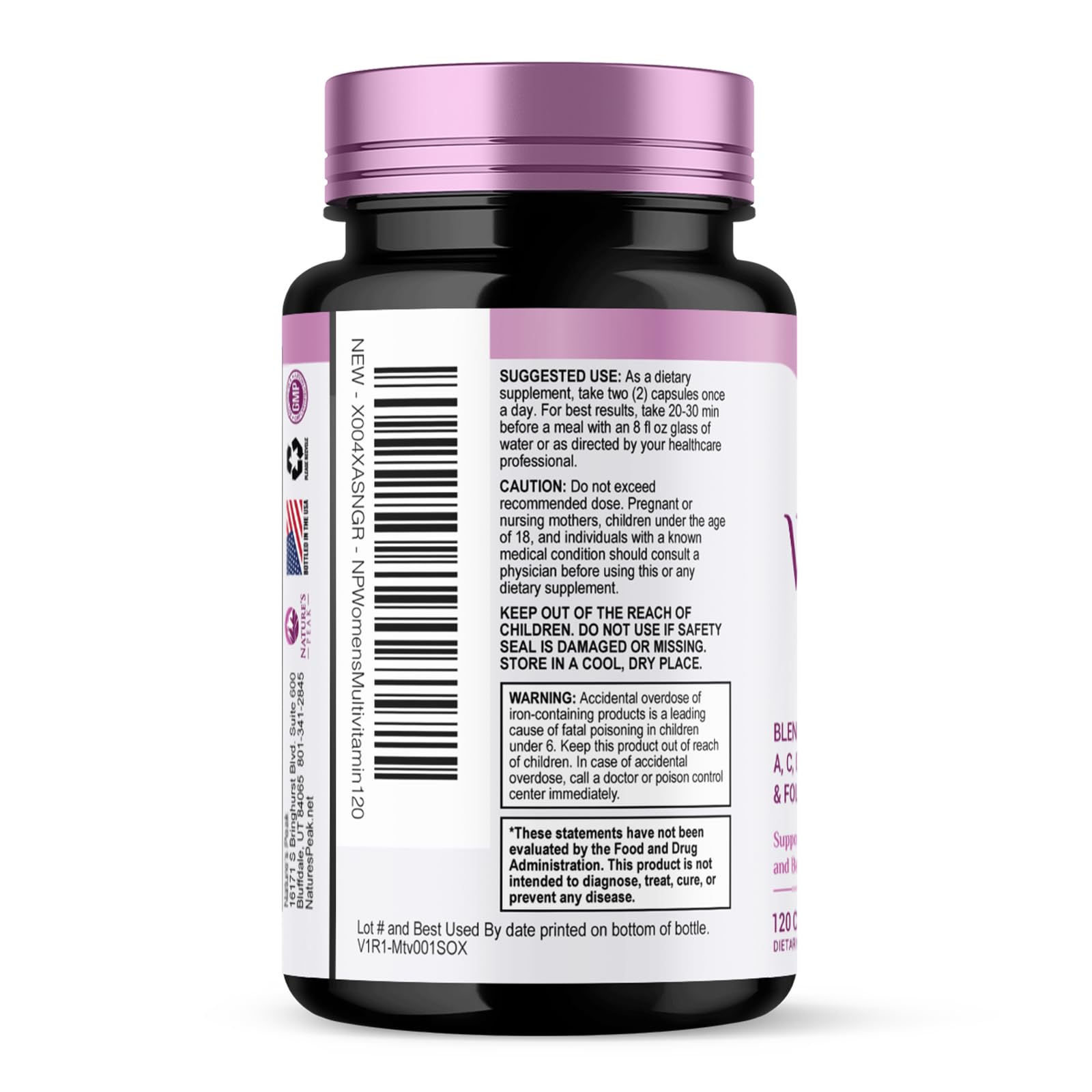 Multivitamin for Women - Complete Daily Womens Multivitamins with Calcium, Folate, Vitamin A, C, D, E & B Vitamins, Zinc and Iron - Multi Vitamins for Bone, Energy & Immune Support - 120 Capsules Nature's PeakAu supplements