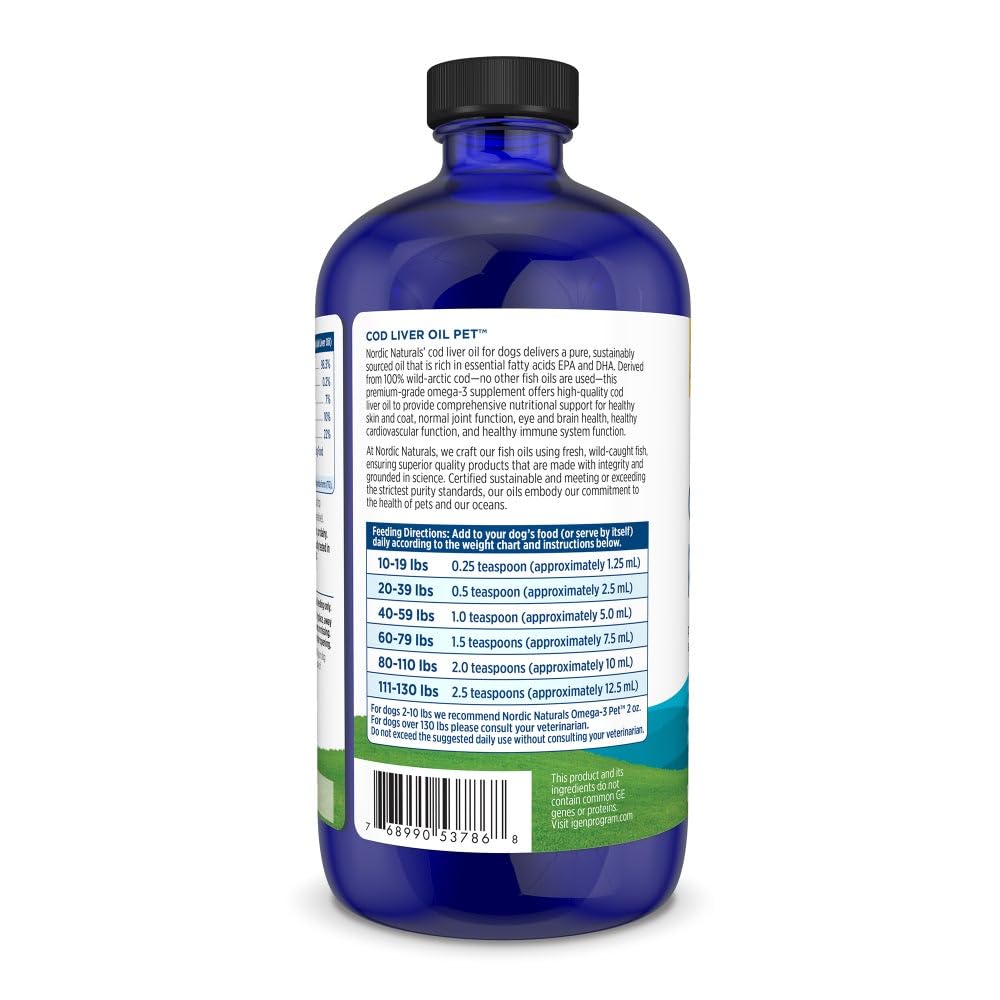 Nordic Naturals Pet Cod Liver Oil, Unflavored - 16 oz - 1048 mg Omega-3 Per Teaspoon - Fish Oil for Dogs with EPA & DHA - Promotes Skin, Coat, & Immune Health Nordic NaturalsAu supplements