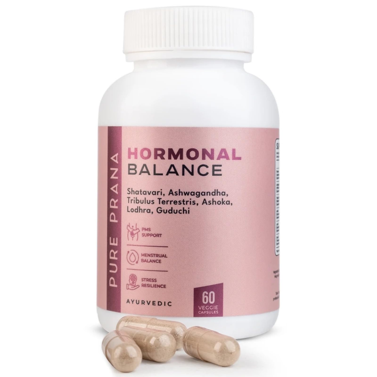 Pure Prana Ayurvedic Hormone Balance for Women - Shatavari & Ashwagandha Supplement for PMS Relief & Menstrual Support - Menopause, Perimenopause & Cortisol Support - 60 Capsules Pure PranaAu supplements