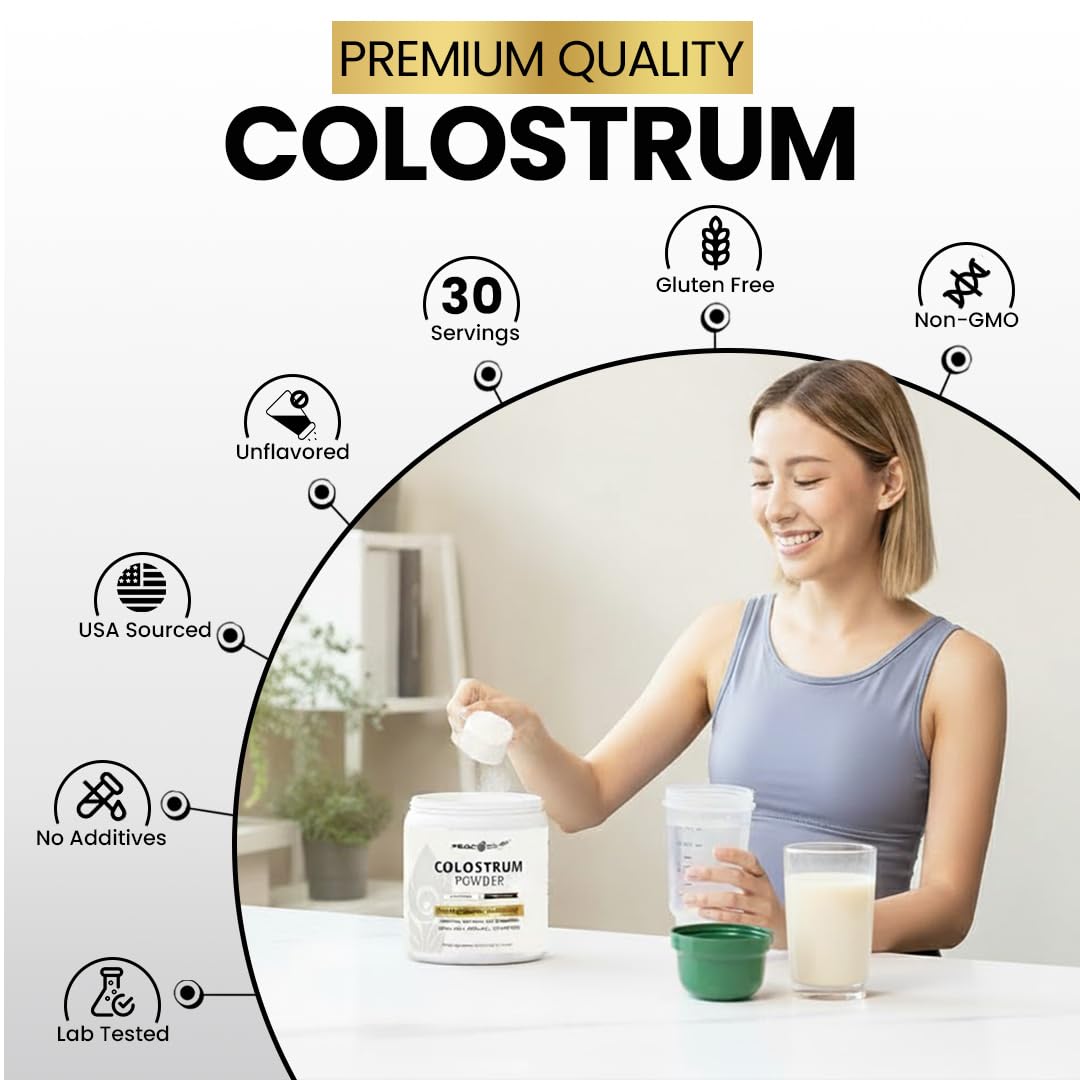 Peacock Max Colostrum Powder – 60g (30 Servings), Unflavored Bovine Colostrum Supplement, Superfood for Hair, Skin & Gut Health, Gluten-Free, Non-GMO Peacock MaxAu supplements