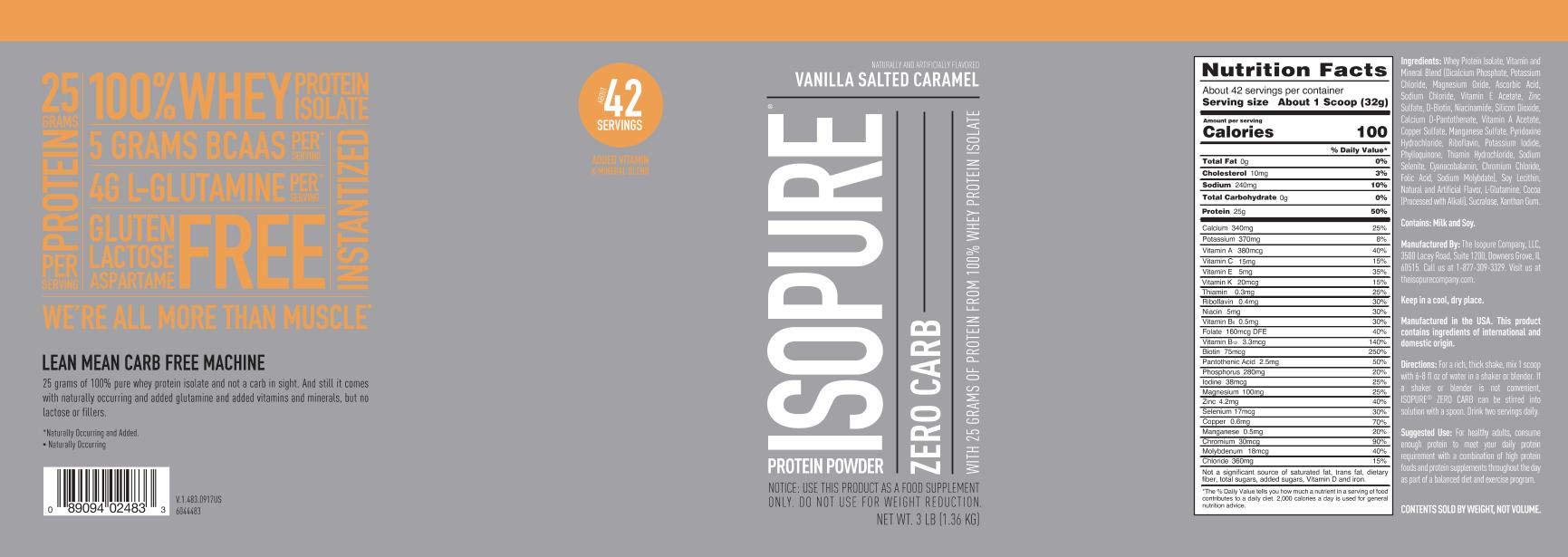 Isopure Protein Powder, Zero Carb Whey Isolate with Vitamin C & Zinc for Immune Support IsopureUS supplements