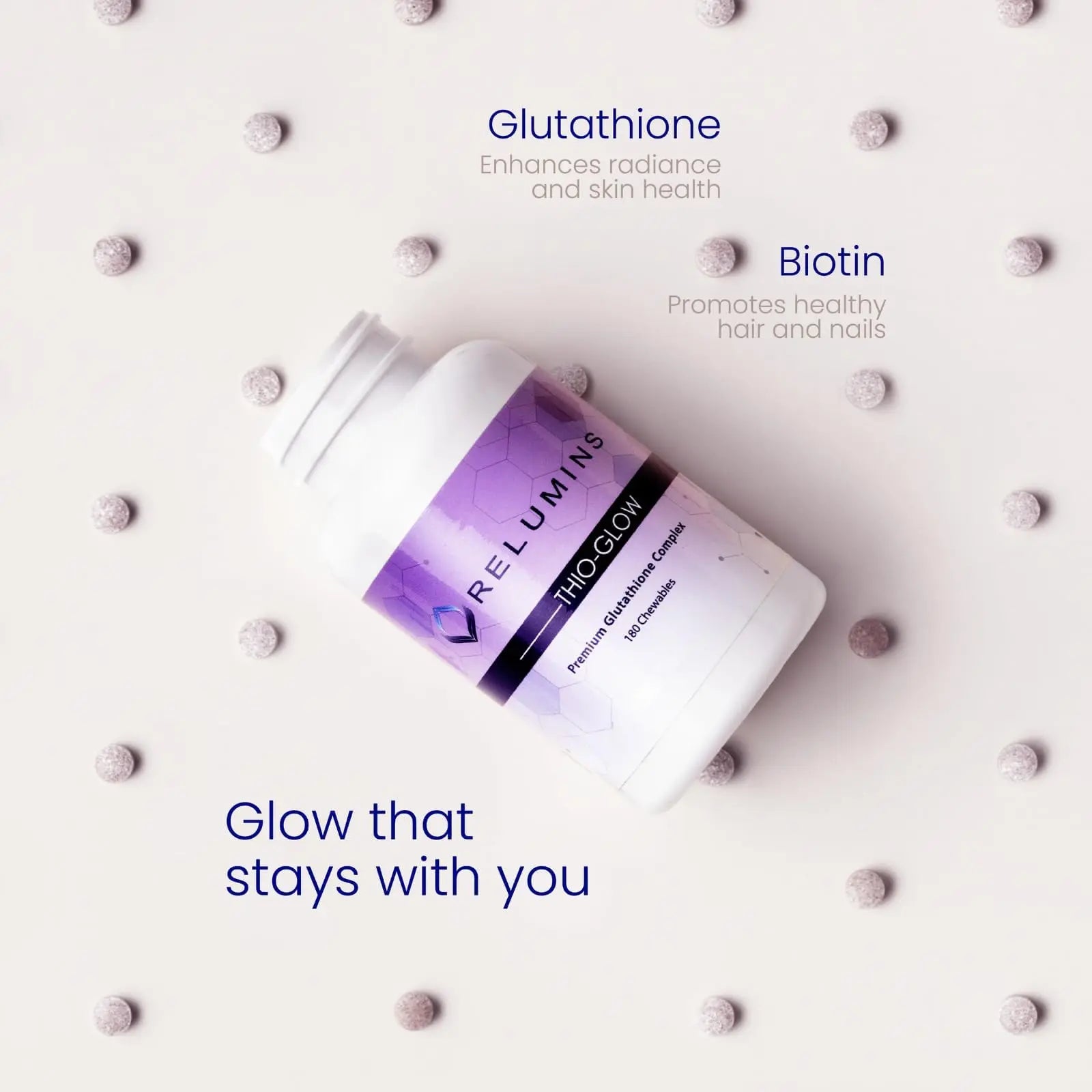 Relumins Thio-Glow Chewable Sublingual Glutathione Complex with Biotin, VIT C & E, Plus Grapeseed Polyphenols – 330mg Gluta Per Serving – 4X Effective, Ultimate Wellness Gift for Moms x 3 Bots Reluminsnz supplements