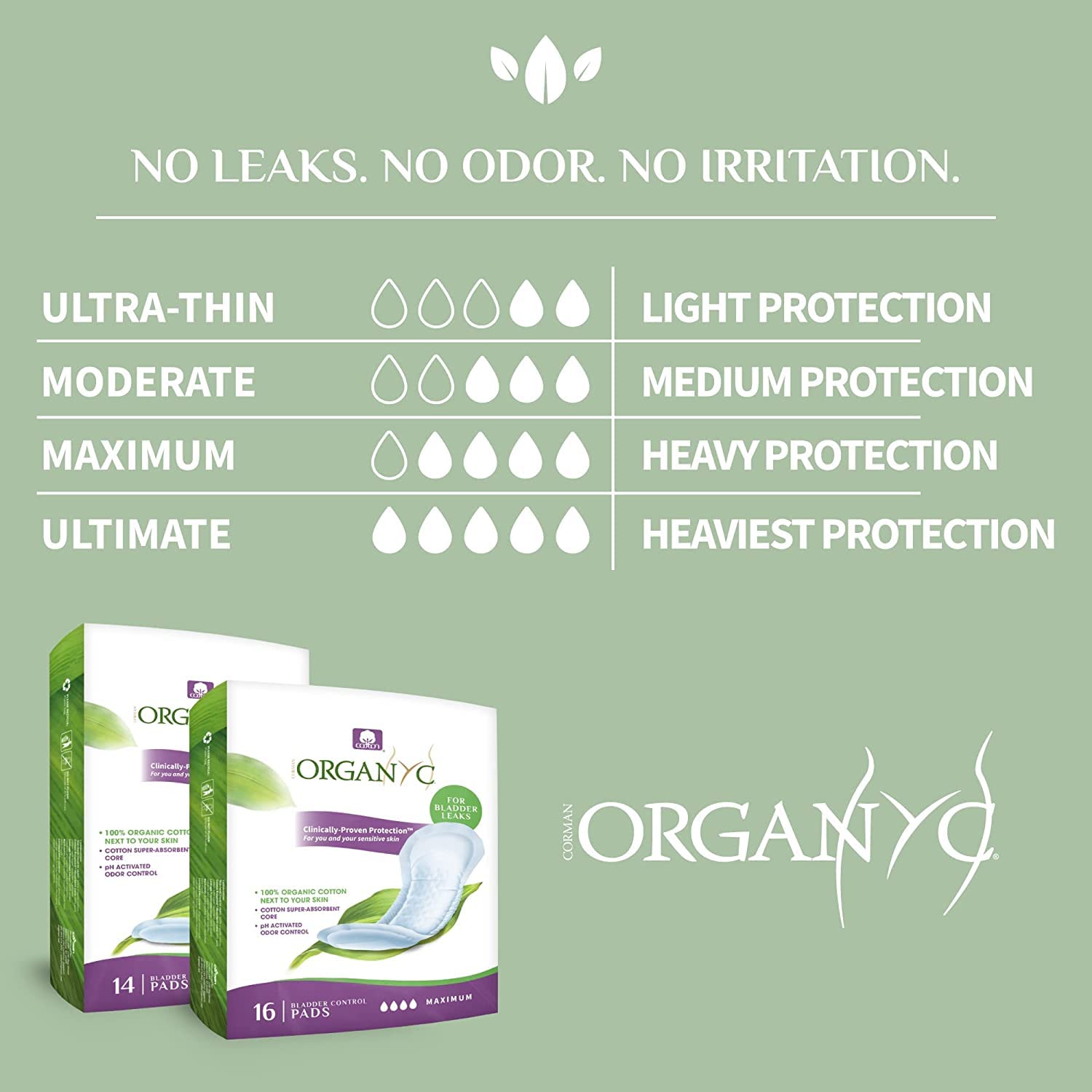 Organyc 100% Organic Cotton Light Incontinence Liners for Bladder Leakage Control OrganycAu supplements