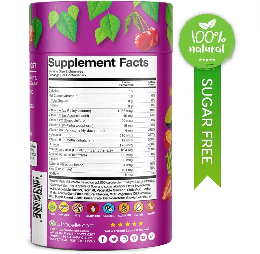 NUTRAMIN Daily Vegan Keto Multivitamin Gummies Vitamin C, D2, and Zinc for Immunity NutracelleAu supplements