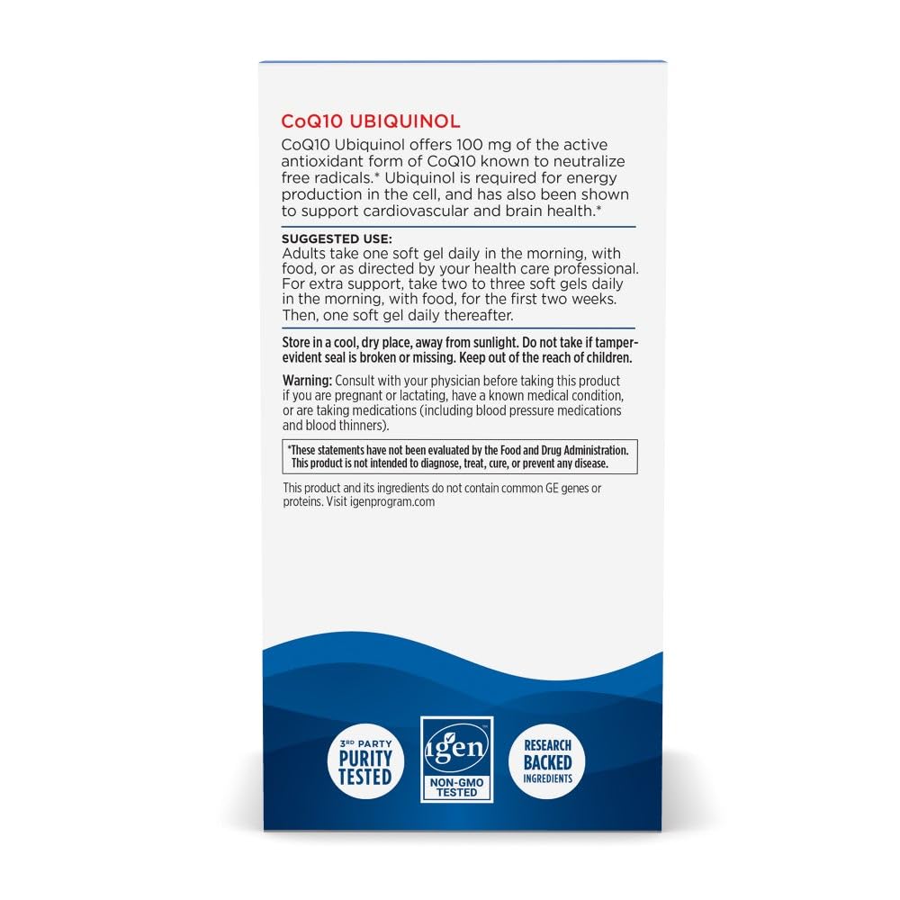 Nordic Naturals Nordic CoQ10 Ubiquinol - 60 Mini Soft Gels - 100 mg Coenzyme Q10 (CoQ10) Ubiquinol - Heart & Brain Health, Cellular Energy Production, Antioxidant Support - Non-GMO - 60 Servings Nordic NaturalsAu supplements